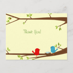 Birdies with Nest Baby Shower Thank You Postcard