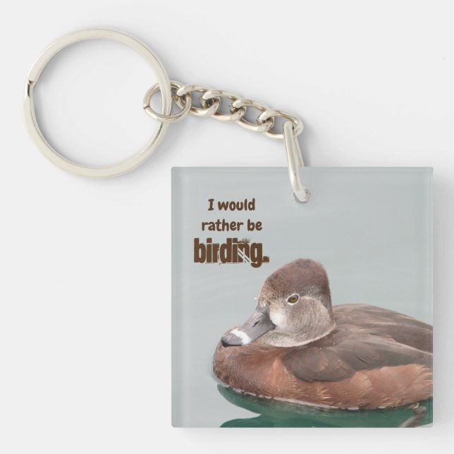 Birding Enthusiast Female Floating Duck Photo Bird Key Ring (Front)