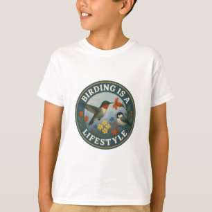 Birding Is a Lifestyle - Hummingbird & Chickadee V T-Shirt