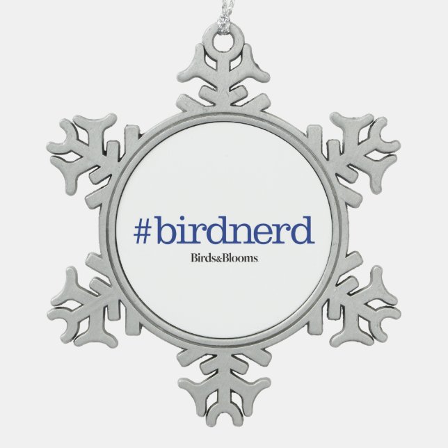 #birdnerd snowflake pewter christmas ornament (Front)