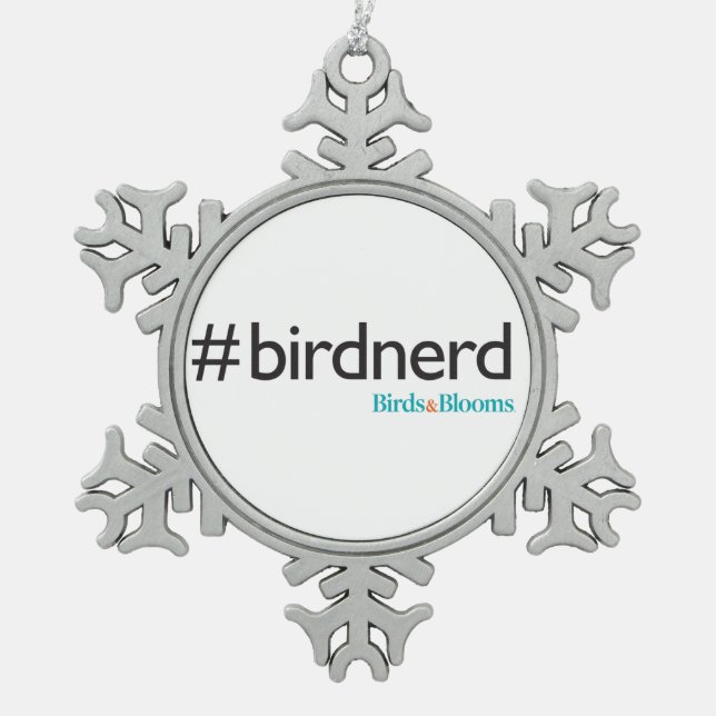 #BirdNerd Snowflake Pewter Christmas Ornament (Front)