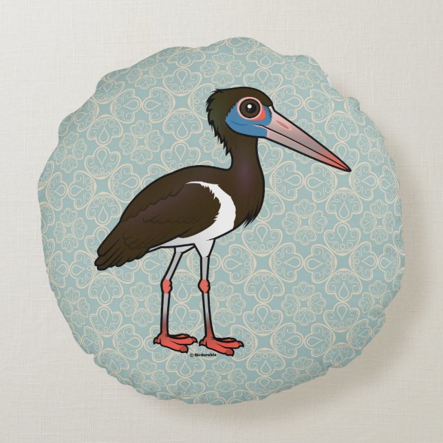 Birdorable Abdim's Stork Round Cushion (Back)