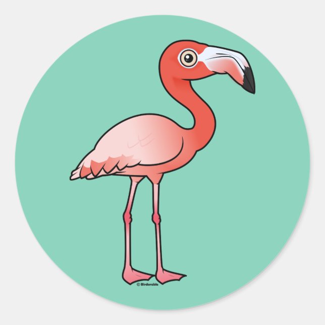 Birdorable American Flamingo Classic Round Sticker (Front)