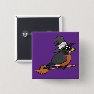 Birdorable American Robin Witch Halloween 15 Cm Square Badge