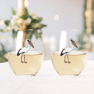 Birdorable Asian Openbill Stemless Wine Glass