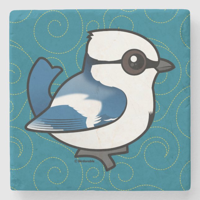 Birdorable Azure Tit Stone Coaster (Front)