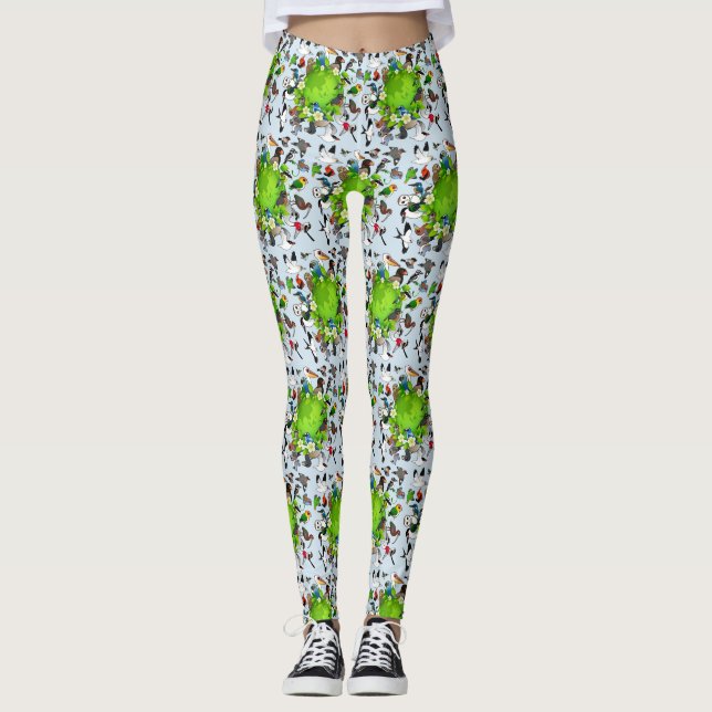 Birdorable Birds Fly Around the Earth Leggings (Front)