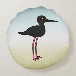 Birdorable Black Stilt Round Cushion