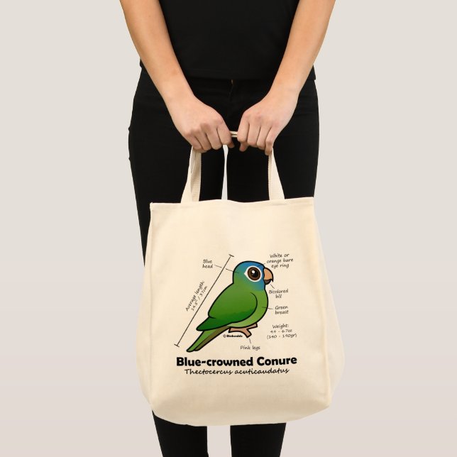 Birdorable Blue-crowned Conure Statistics Tote Bag (Front (Product))