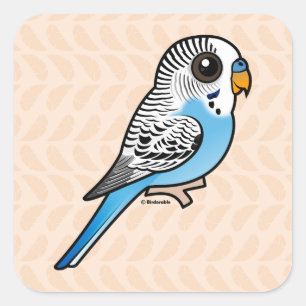 Birdorable Budgie Blue Square Sticker