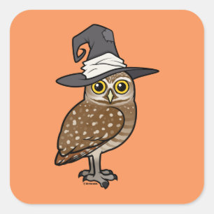 Birdorable Burrowing Owl Witch Square Sticker