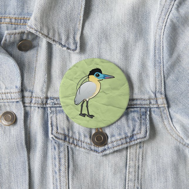 Birdorable Capped Heron 7.5 Cm Round Badge (In Situ)