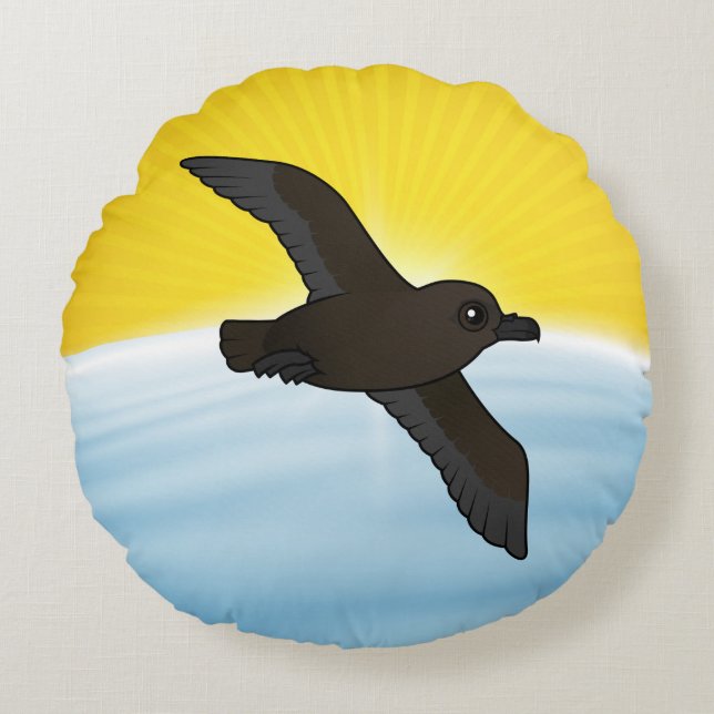 Birdorable Christmas Shearwater flight Round Cushion (Front)