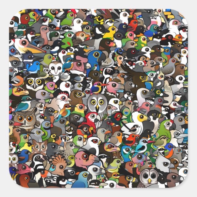 Birdorable Crowd Square Sticker (Front)