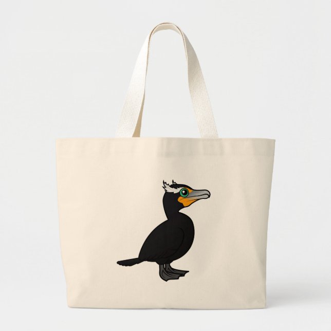 Birdorable Double-crested Cormorant Large Tote Bag (Front)
