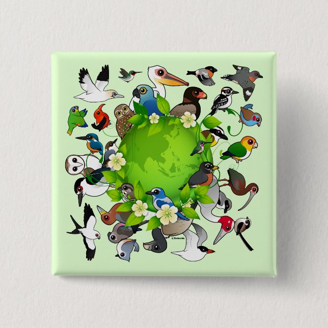 Birdorable Earth Day 15 Cm Square Badge (Front)