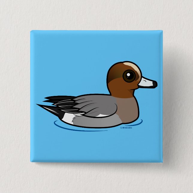 Birdorable Eurasian Wigeon 15 Cm Square Badge (Front)
