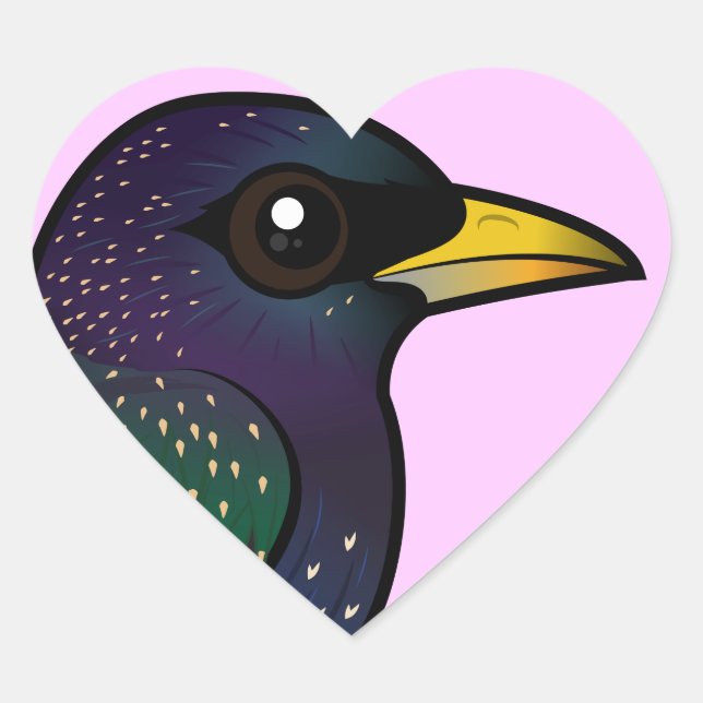 Birdorable European Starling Heart Sticker (Front)