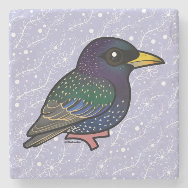 Birdorable European Starling Stone Coaster (Front)