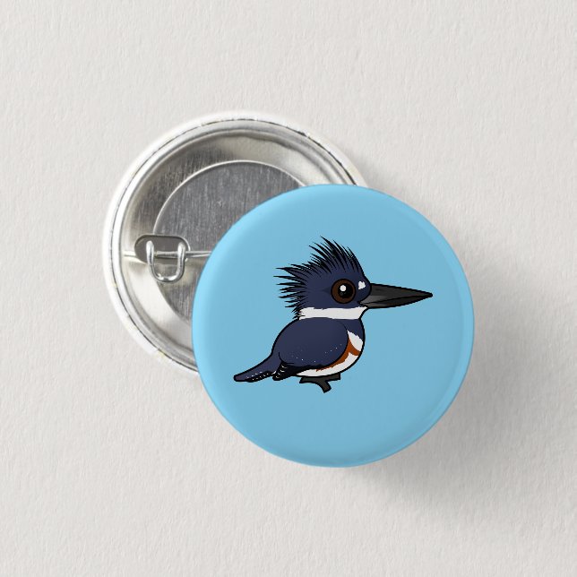 Birdorable Female Belted Kingfisher 3 Cm Round Badge (Front & Back)