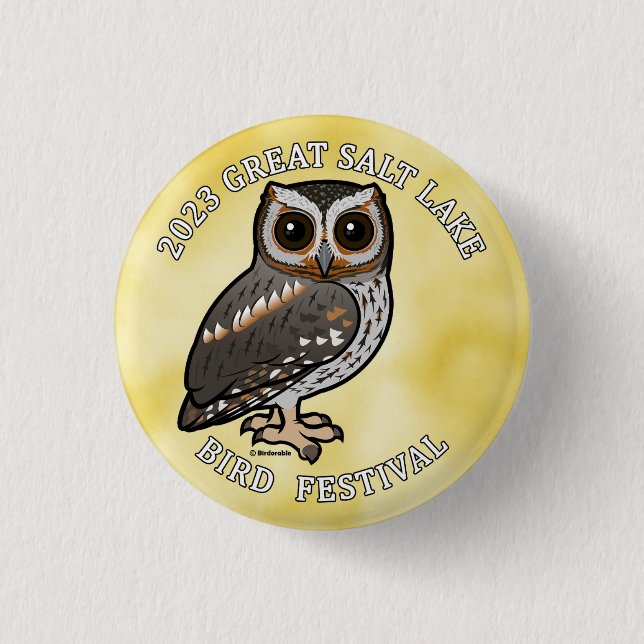 Birdorable Flammulated Owl Great Salt Lake 2023b 3 Cm Round Badge (Front)