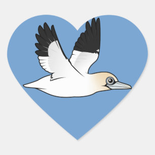 Birdorable Flying Northern Gannet Heart Sticker