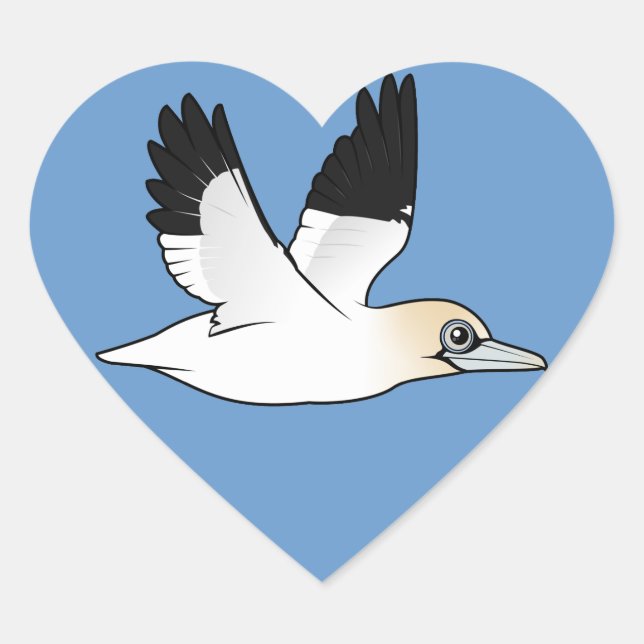 Birdorable Flying Northern Gannet Heart Sticker (Front)