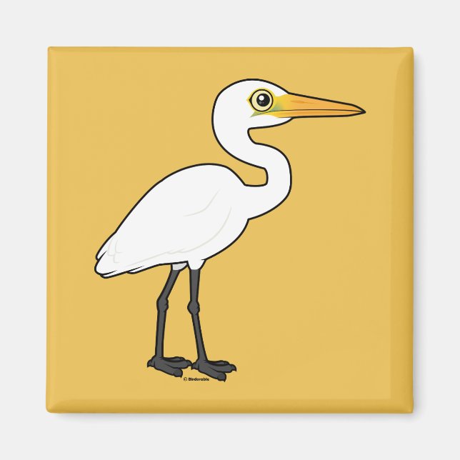 Birdorable Great Egret Magnet (Front)
