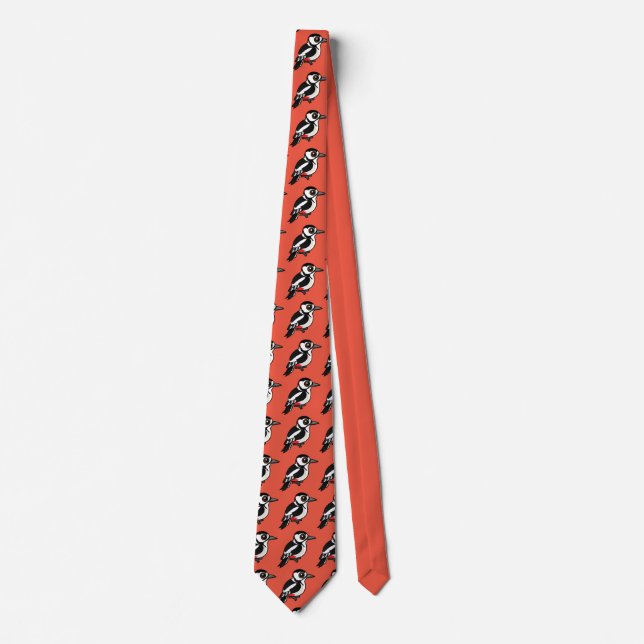 Birdorable Great Spotted Woodpecker Tie (Front)