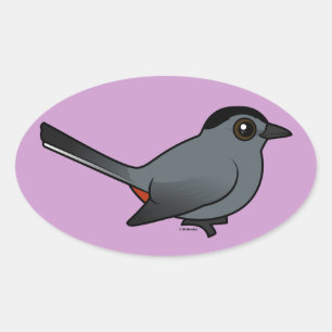 Birdorable Grey Catbird Oval Sticker