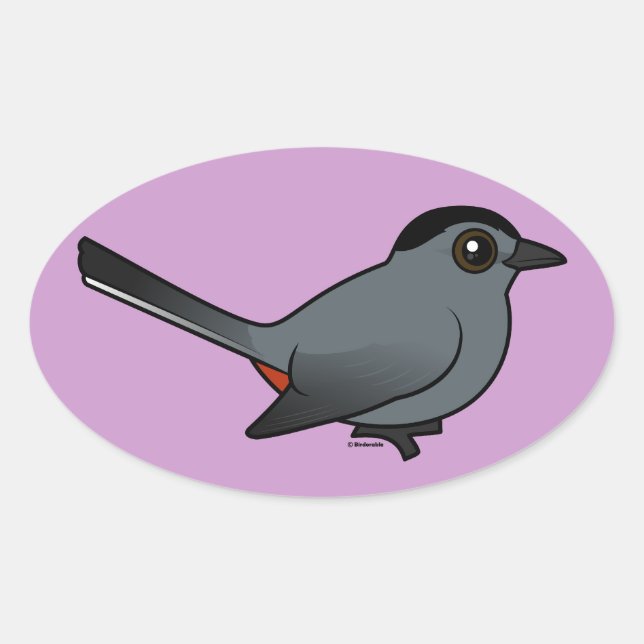 Birdorable Grey Catbird Oval Sticker (Front)