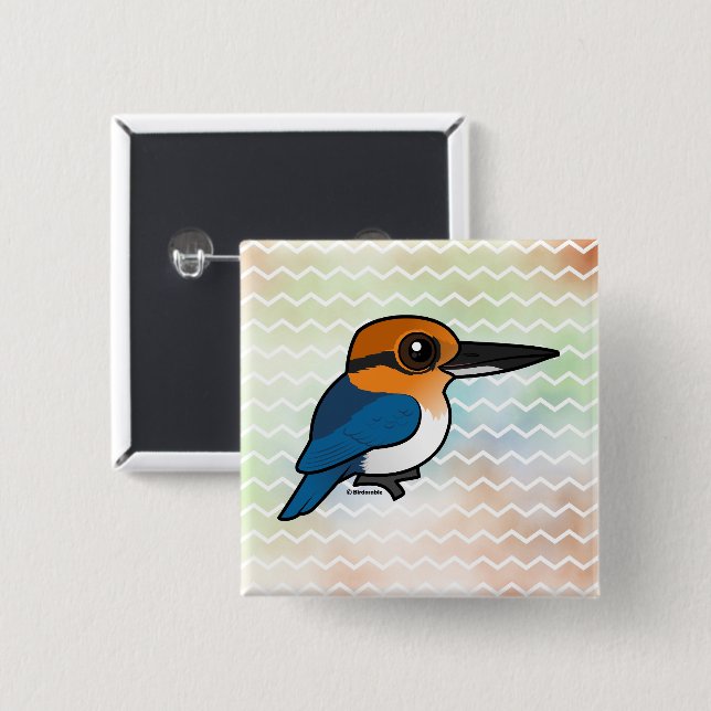 Birdorable Guam Kingfisher 15 Cm Square Badge (Front & Back)