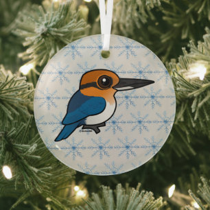 Birdorable Guam Kingfisher  Glass Tree Decoration