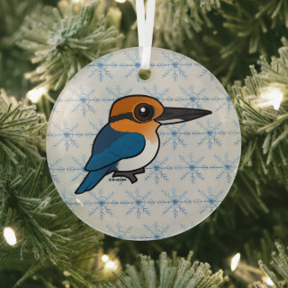 Birdorable Guam Kingfisher Glass Tree Decoration