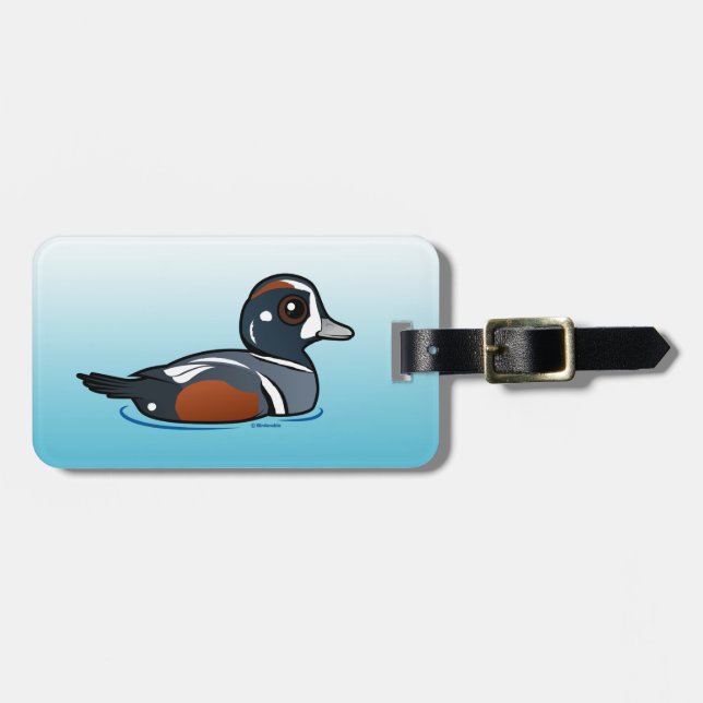 Birdorable Harlequin Duck Luggage Tag (Front Horizontal)