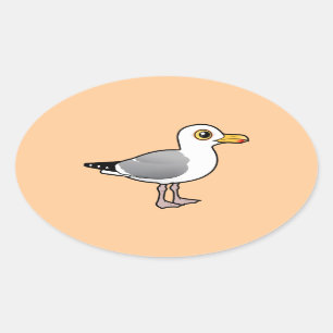 Birdorable Herring Gull Oval Sticker