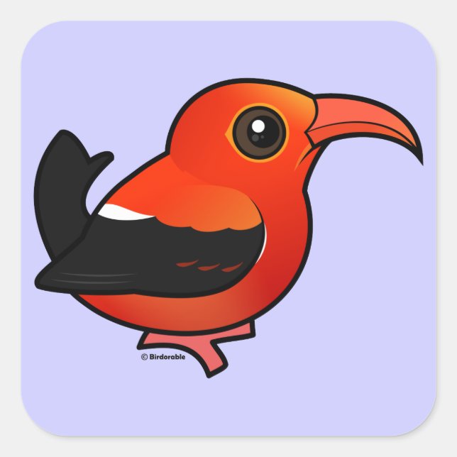 Birdorable 'I'iwi Square Sticker (Front)