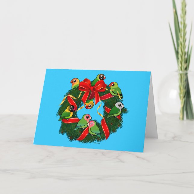Birdorable Lovebirds Christmas Wreath Holiday Card (Front)