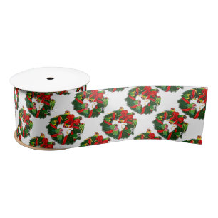 Birdorable Lovebirds Christmas Wreath Satin Ribbon