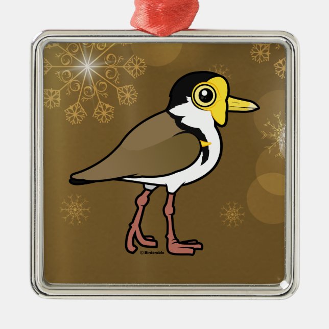 Birdorable Masked Lapwing Metal Tree Decoration (Front)