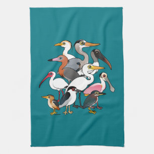 Birdorable North American Waders Tea Towel