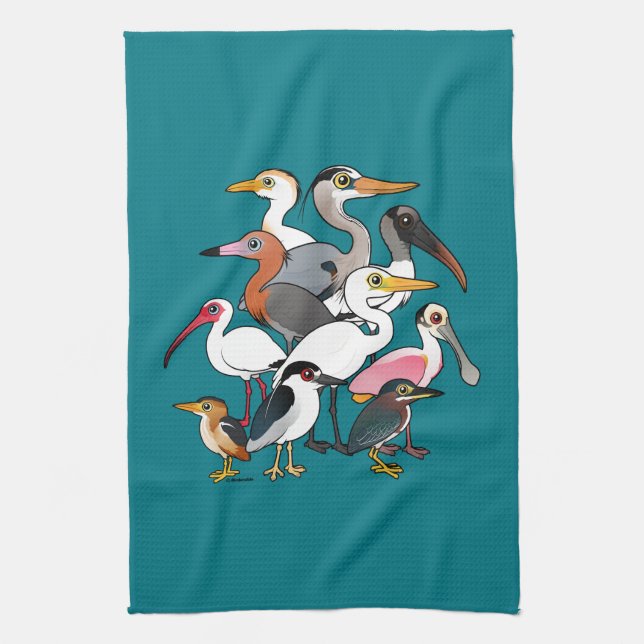 Birdorable North American Waders Tea Towel (Vertical)
