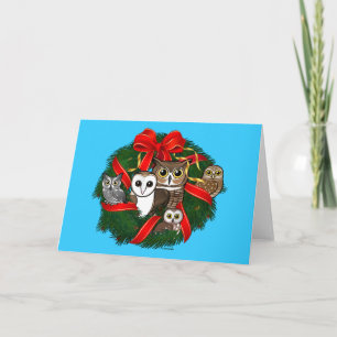 Birdorable Owls Christmas Wreath Holiday Card