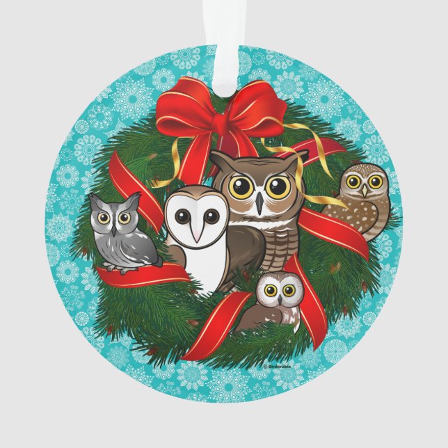 Birdorable Owls Christmas Wreath Ornament (Back)