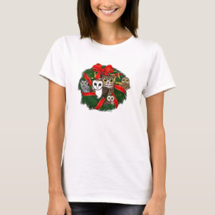 Birdorable Owls Christmas Wreath T-Shirt