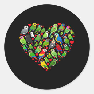 Birdorable Parrot Heart Classic Round Sticker