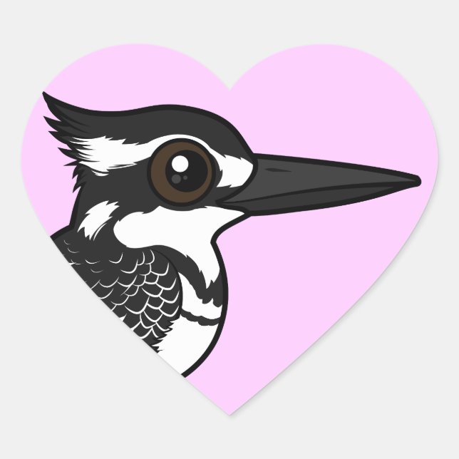 Birdorable Pied Kingfisher Heart Sticker (Front)
