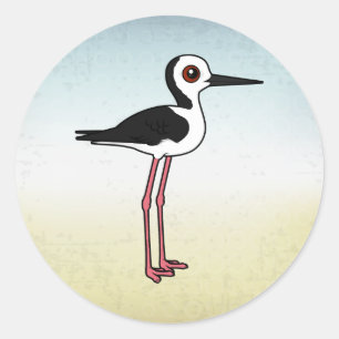 Birdorable Pied Stilt Classic Round Sticker