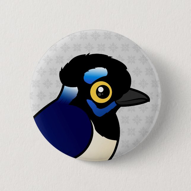 Birdorable Plush-crested Jay 6 Cm Round Badge (Front)