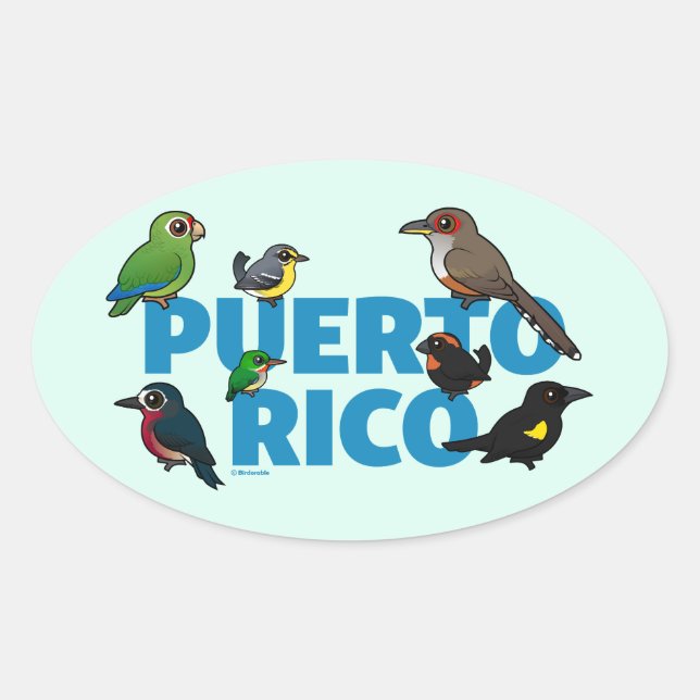 Birdorable Puerto Rico feat. Endemic Birds Oval Sticker (Front)